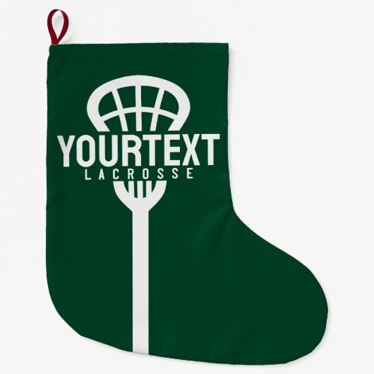 ラクロスプレーカスタムヤー文字チームメッシュスポーツスティック ラージクリスマスストッキング (正面)