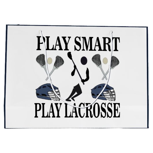 ラクロスプレーヤーコーチチーム誕生日 ラージペーパーバッグ (裏面)