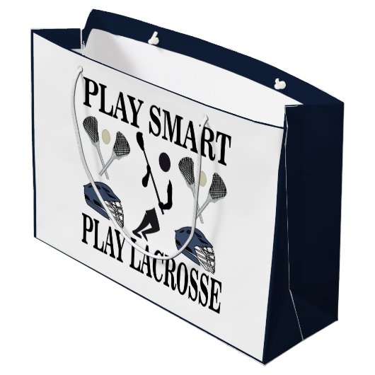 ラクロスプレーヤーコーチチーム誕生日 ラージペーパーバッグ (裏面アングル)