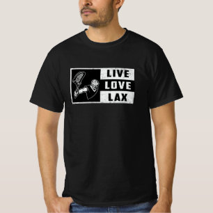 ラクロスプレーヤースポーツライブラブラックスギフトおもしろい Tシャツ