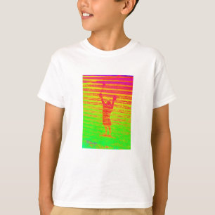 ラクロスプレーヤーフォトアートカラフルスポーツおもしろい Tシャツ