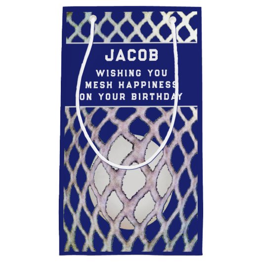 ラクロスプレーヤーブルースモール抱き枕 スモールペーパーバッグ (正面)