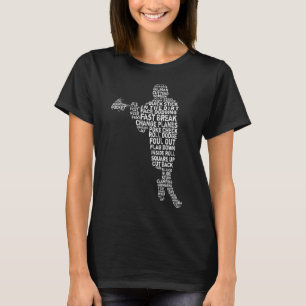 ラクロスプレーヤーワードアートタイポグラフィ Tシャツ
