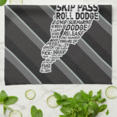 ラクロスプレーヤーワードアートデザイン キッチンタオル (折り畳み)