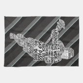 ラクロスプレーヤーワードアートデザイン キッチンタオル (横)