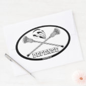 ラクロスホワイトスティック防御 楕円形シール (封筒)