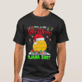 ラクロスボールサンタハットクリスマスライトスおもしろいポ Tシャツ (正面)