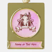 ラクロスママのカスタマイズ可能なクリスマスオーナメント ゴールドプレートバナーオーナメント (正面)