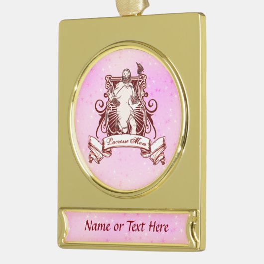 ラクロスママのカスタマイズ可能なクリスマスオーナメント ゴールドプレートバナーオーナメント (左)