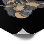 ラクロスヴィンテージレトロラクロススティックイラストレーション ポスター (角)