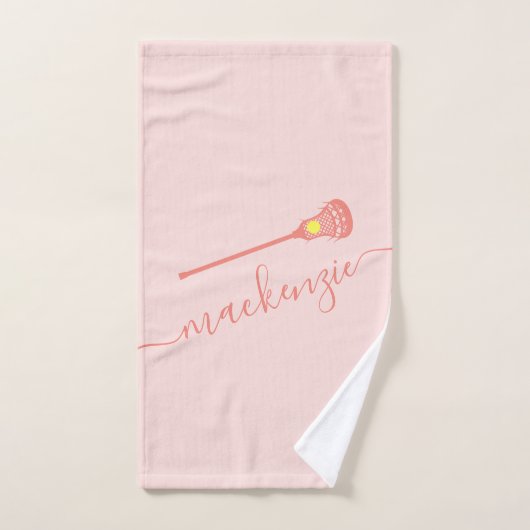ラクロス名前をカスタムするピンクスポーツ ハンドタオル (ハンドタオル)
