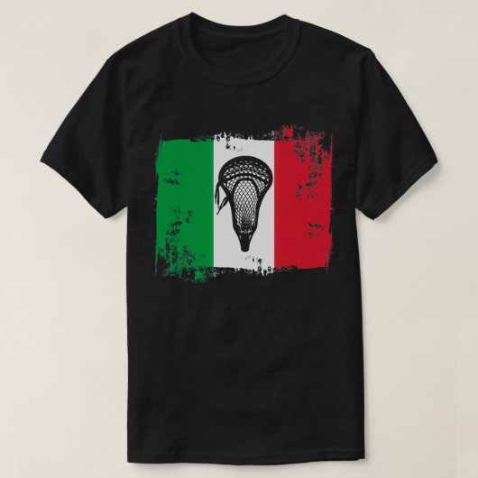 ラクロス国旗とスティックヘッドクラシックイタリアTシャツ Tシャツ (デザイン正面)