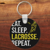 ラクロス大好きな男性チームへのギフト Eat Sleep Lacrosse Repeat キーホルダー (正面)