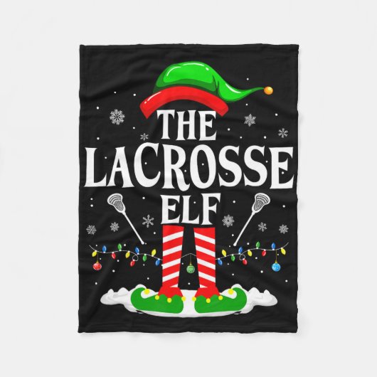 ラクロス小妖精や小人マおもしろいッチングクリスマスラクロスChri フリースブランケット (正面)