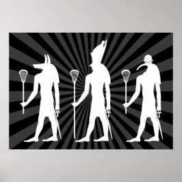 ラクロス神々のポスター – 黒い上に白 ポスター