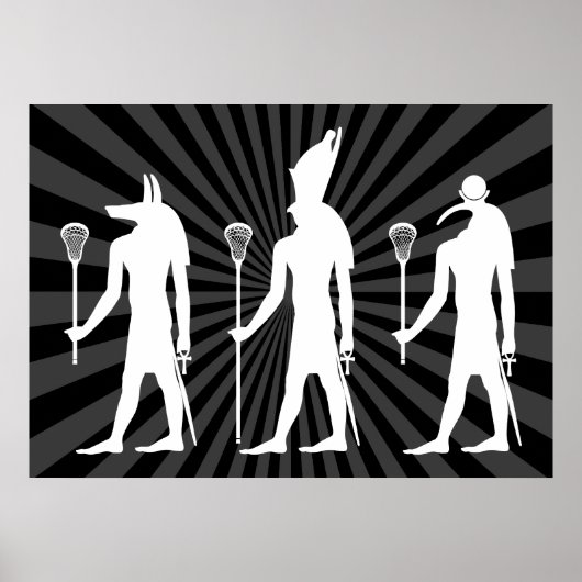 ラクロス神々のポスター – 黒い上に白 ポスター (正面)
