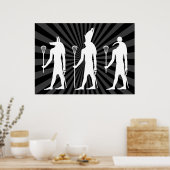 ラクロス神々のポスター – 黒い上に白 ポスター (キッチン)