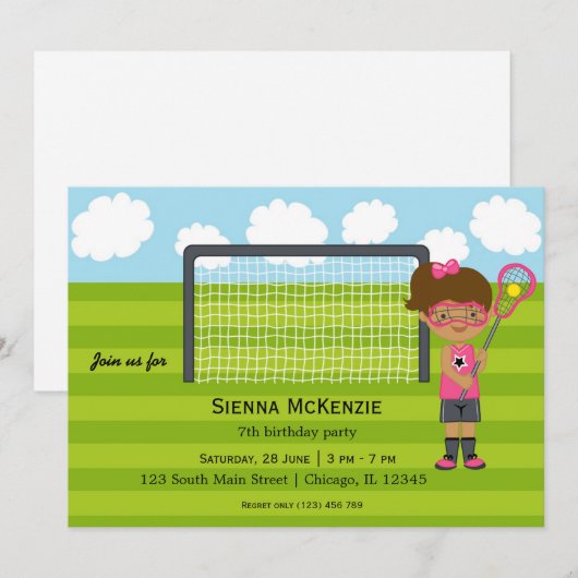 ラクロス誕生日女 招待状 (正面/裏面)