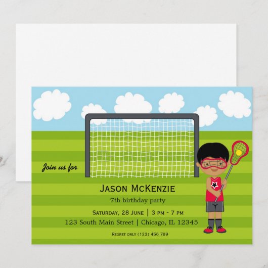 ラクロス誕生日少年 招待状 (正面/裏面)