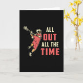 ラクロス選手のラックススポーツスティックスポーツおもしろいギフト カード (黄色い花)