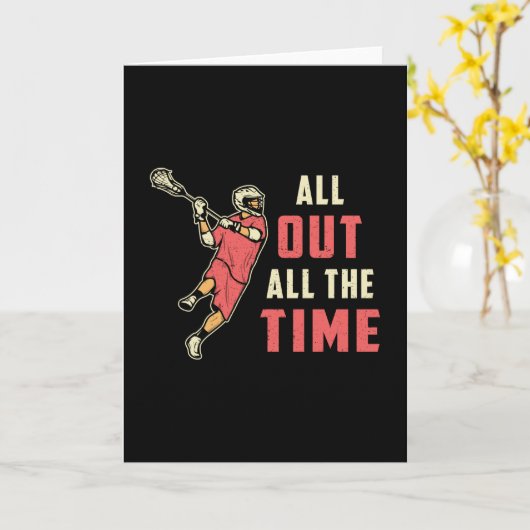 ラクロス選手のラックススポーツスティックスポーツおもしろいギフト カード (黄色い花)