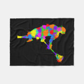 ラクロス選手キッズボーイズ青年 フリースブランケット (正面(横))