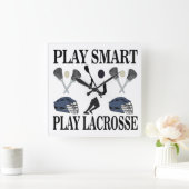 ラクロス選手スポーツ スクエア壁時計 (ホーム)