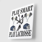 ラクロス選手スポーツ スクエア壁時計 (傾斜)