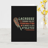 ラクロス選手ラックススポーツスティックおもしろいギフト カード (黄色い花)