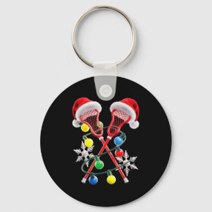 ラクロス選手 クリスマス ライト サンタ帽子 ラクロス キーホルダー