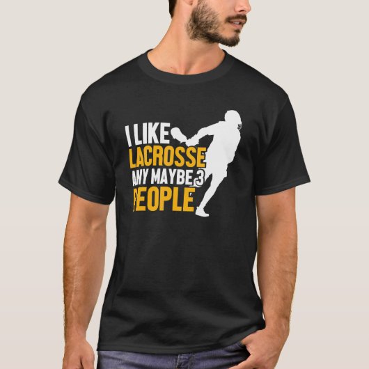 ラクロス選手 楽しいラクロススポーツ 私はラクロスが好き Tシャツ (正面)