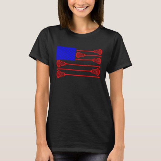ラクロス選手 独立記念日 ラクロス 愛国 ゴールキーパー Tシャツ (正面)