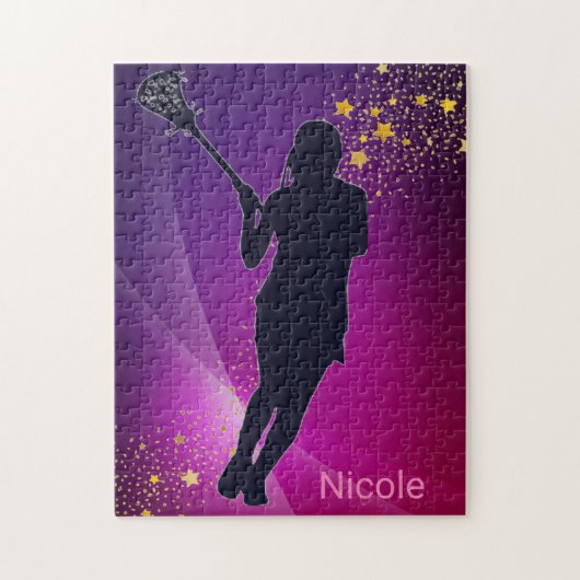 ラクロス金ゴールドスターズパープル ジグソーパズル (縦)