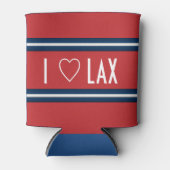 ラクロス アメリカン レッド ホワイト ブルー 缶クーラー (正面)