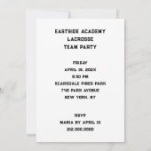 ラクロス パーティー 招待状 (裏面)