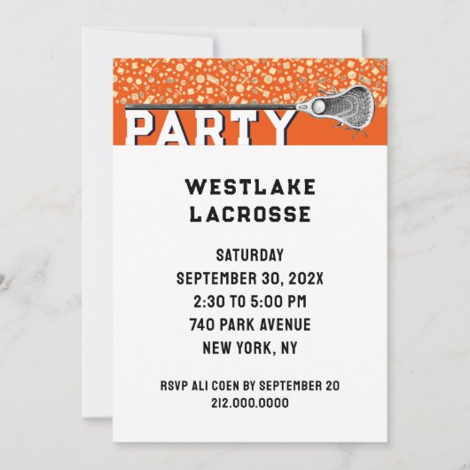 ラクロス パーティー 招待状 (正面)