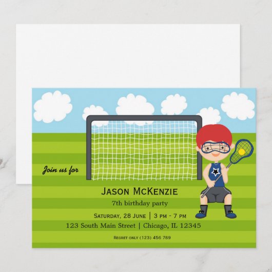 ラクロス 誕生日男の子 招待状 (正面/裏面)