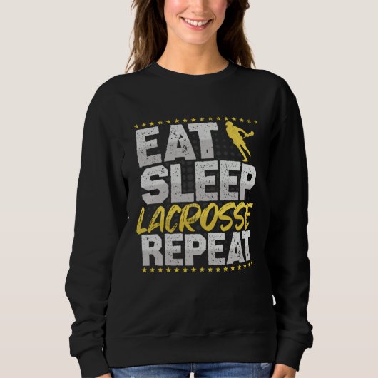 ラクロス Eat Sleep Repeat ラクロス ラクロス好き ラクロス スウェットシャツ (正面)