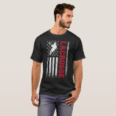 ラクロス USA フラッグ Lax 男性 女性 少年 少女 Tシャツ (正面フル)