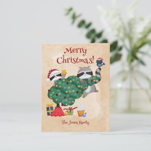 ラクーンおもしろいクリスマス シーズンカード (スタンド正面)