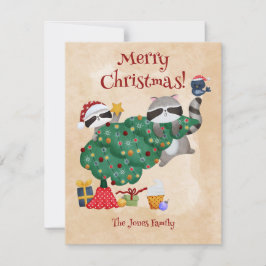 ラクーンおもしろいクリスマス シーズンカード