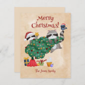 ラクーンおもしろいクリスマス シーズンカード (正面/裏面)