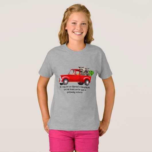 ラクーンおもしろい動物のクリスマスシャツ Tシャツ (正面フル)