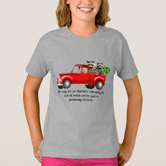 ラクーンおもしろい動物のクリスマスシャツ Tシャツ (正面)