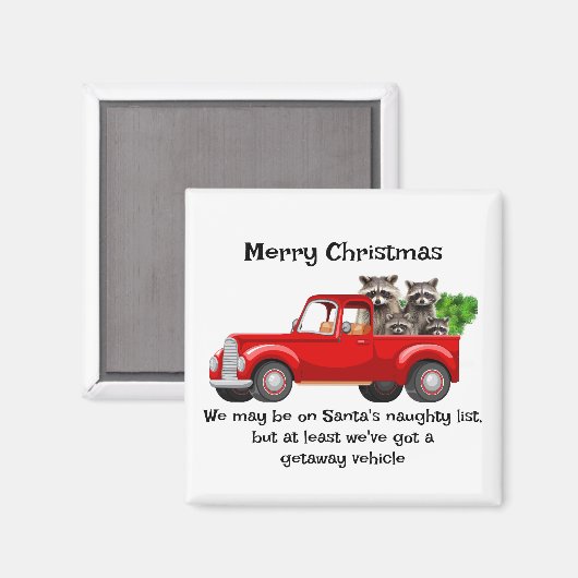 ラクーンおもしろい動物クリスマス マグネット (正面/裏面)