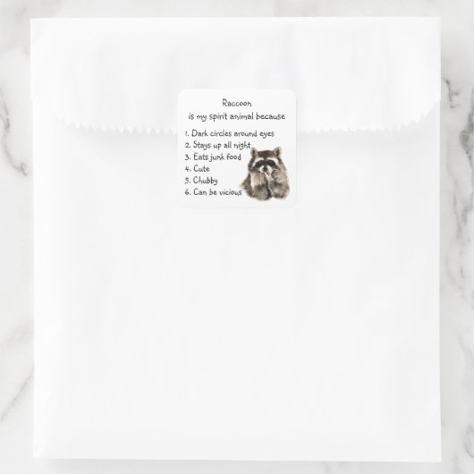 ラクーンおもしろい精霊の動物ユーモア スクエアシール (バッグ)