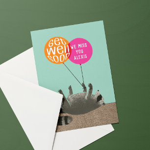 ラクーンおもしろい風船が元気になる カード