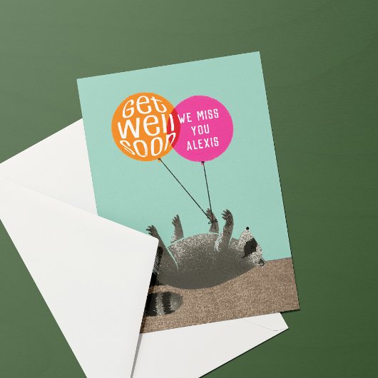 ラクーンおもしろい風船が元気になる カード