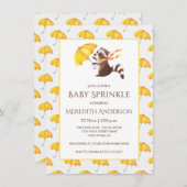 ラクーンお洒落イエロー傘ベビー散水 招待状 (正面/裏面)