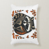 ラクーンお洒落ウッドランド動物フォークまたは部族A アクセントクッション (正面(垂直))